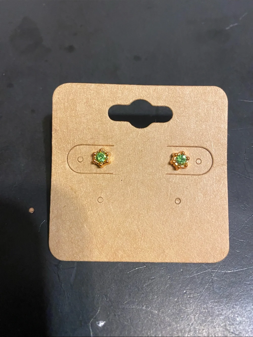 Fashion Jewelry Gold Heart and Round Stud Earring Duo with Pink and Green Stones